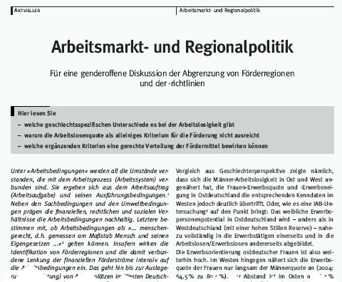 Ausriss aus Dokument "Arbeitsmarkt- und Regionalpolitik"